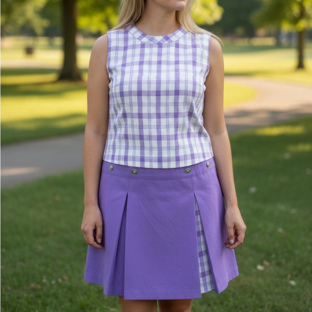 VTG 60s JCPenney Plaid Romper + Removable Skirt Set M/L
